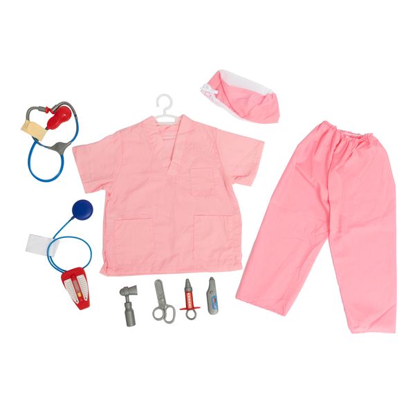 Nurse Role Play Costume Set with Accessories - Pink - Deluxe - Pretend Play