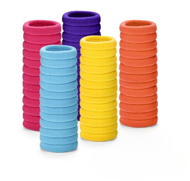 50PCS Multicolor Seamless Toddler Hair Cotton Seamless Ponytail Holders