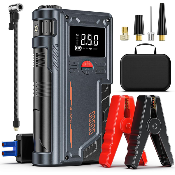 Emergency 4-in-1 Car Jump Start Built In LED Light, Power Bank &amp; Air Pump