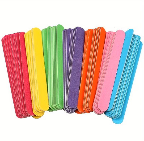 3 Piece Colourful Double-Sided Wooden Nail Files - Manicure &amp; Nail Shaping