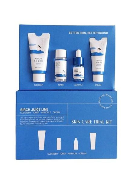 ROUND LAB Birch Juice Trial Kit - Cleanser, Toner, Ampoule &amp; Cream