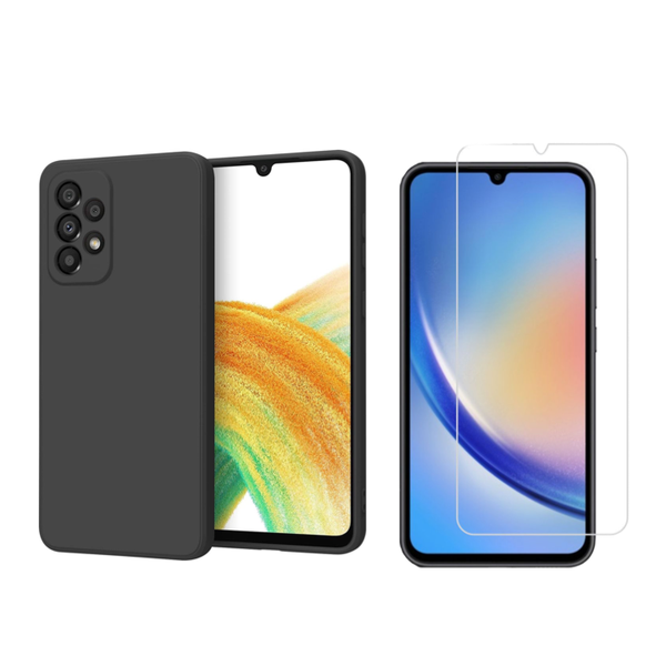 Silicone Cover Compatible with Samsung Galaxy A33 5G with 9H Glass Screen Protector