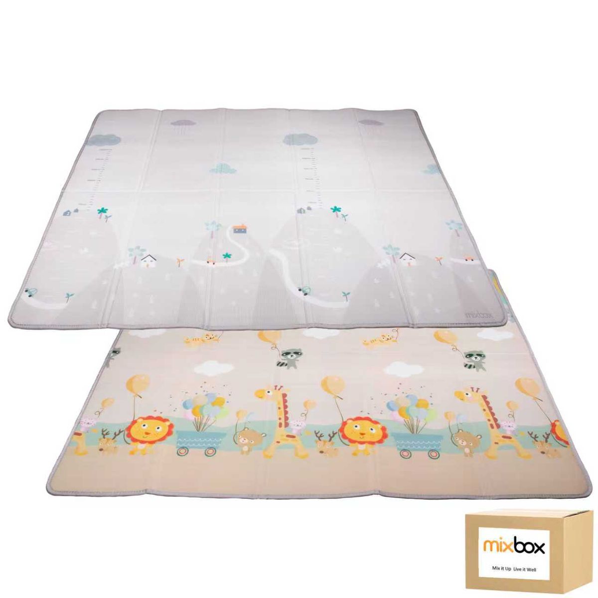 Mix Box 2-Sided Extra Large Foldable Baby Play Mat Waterproof Crawling Mat
