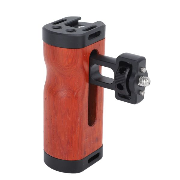Camera Cage Side Wooden Handle Cold Shoe 1/4in Screw Compatible with DSLR