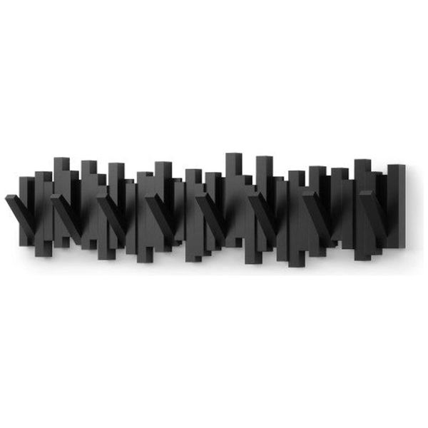 Umbra Sticks Multi Hook Wall Coat Rack 8 Hooks Black