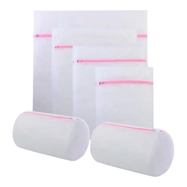 Mesh Laundry Bags set of 6 - Pink &amp; White