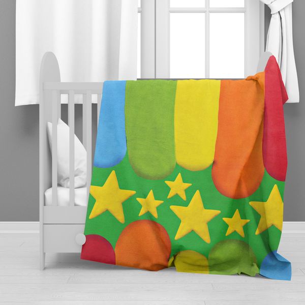 Colourful Stripes &amp; Stars Minky Blanket