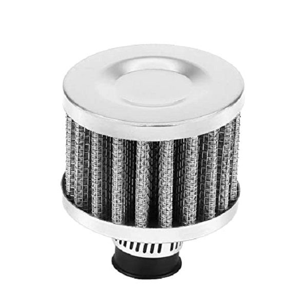 Chrome Breather Filter, Crankcase Vent Filter, Universal, 12mm Neck