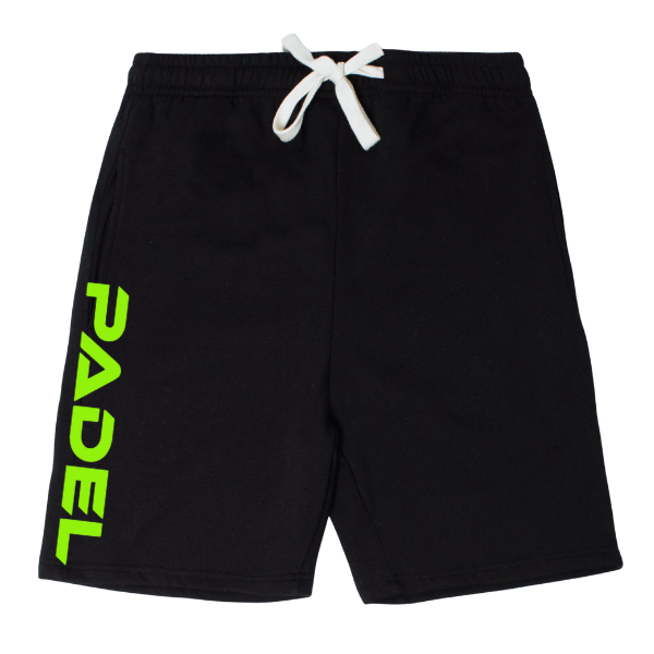 Padel Premium Shorts with Neon Green Print 240gsm - Black