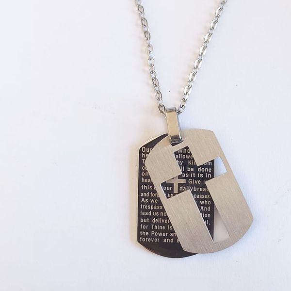 Stainless Steel - Lord's Prayer Pendant Necklace