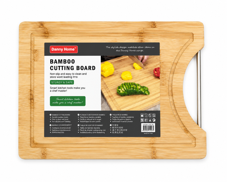 Danny Home Premium Bamboo Cutting Board with Juice Groove - Natural Wood