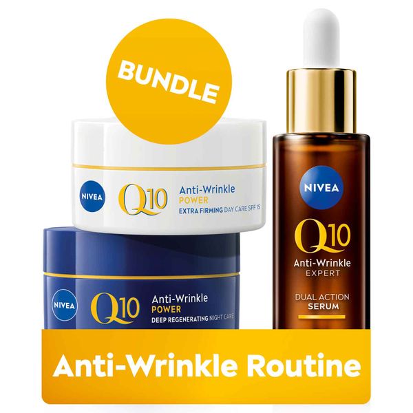NIVEA Q10 Anti-Wrinkle Day Cream SPF15 50ml + Night Cream 50ml + Serum 30ml