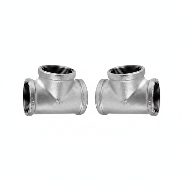 K-Brand Galvanized Steel Tee Fitting 100mm for Plumbing - 2 Pack
