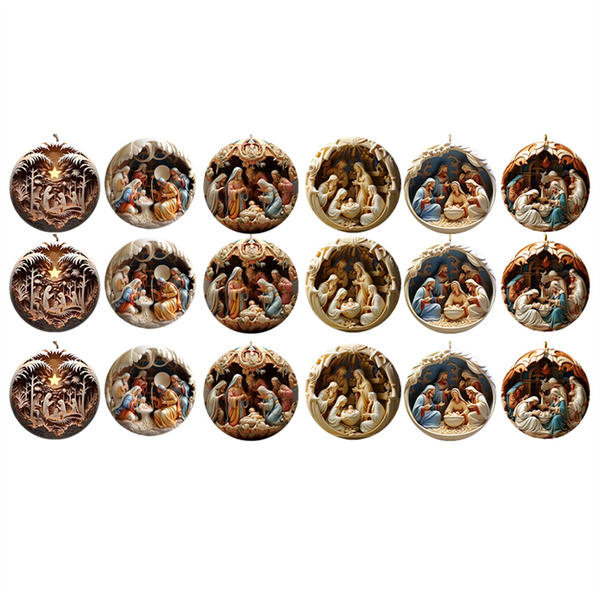 Christmas Decorations Nativity Scene Decorations Flat 3D Effect