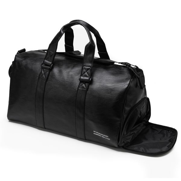 PU Leather Sports Gym Bag Fitness Travel Bag-Separate Shoe Compartment-40L