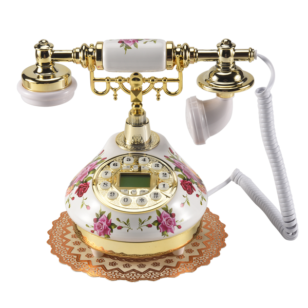Retro Vintage Antique Style Floral Ceramic Home Decor Desk Telephone Phone