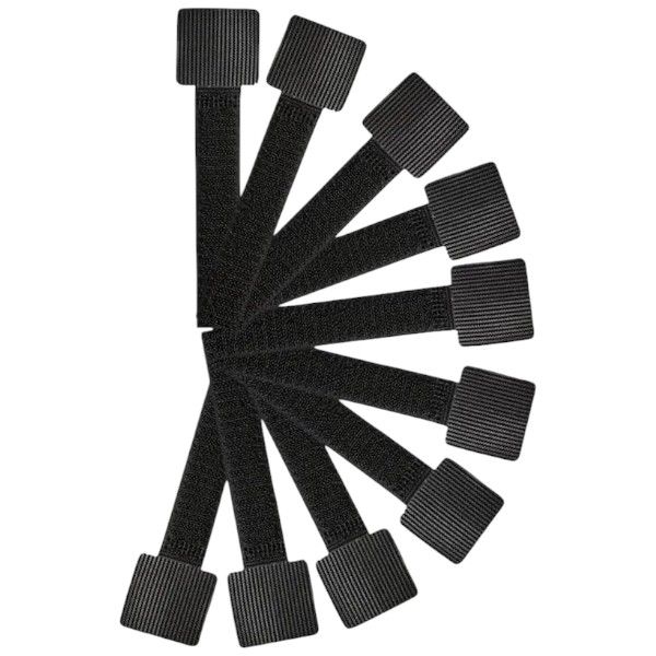 10 Piece - Strong Cable Ties With Hook &amp; Loop Fastener - Black