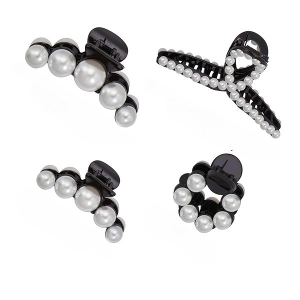 Large Black Pearl Hair Claw Clips