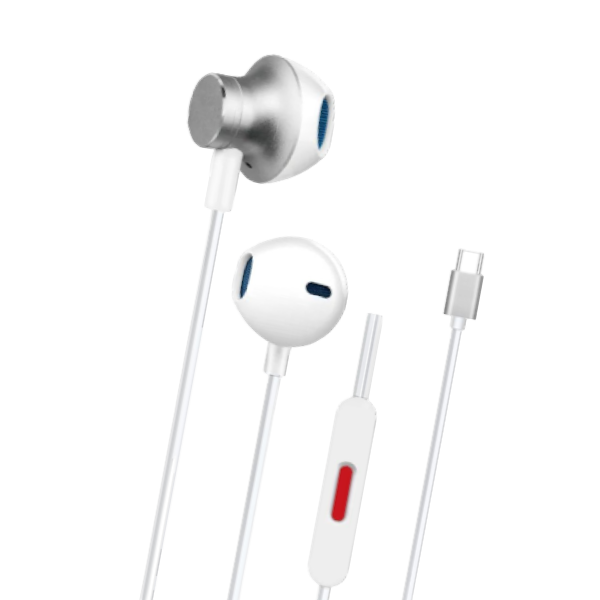 KIN - K-807 - Type-C Wired Earphones With Enhanced Bass and Sound-Black/Red