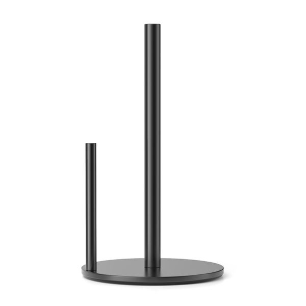Paper Towel Holder Black Countertop Roll Organizer with Weighted Base
