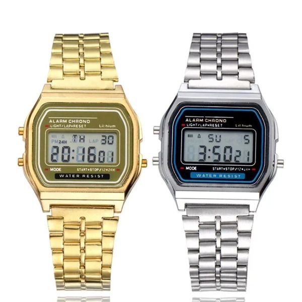 2 Retro Classic Design Steel Digital Wristwatch