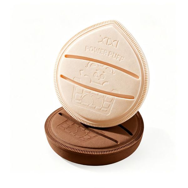 2 Pack Cream Bear &amp; Khaki Bear Makeup Sponge Puff -High Density Micro Pores