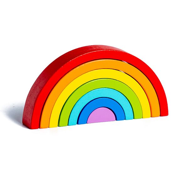 Wooden Rainbow Blocks - Color Recognition Educational Building Toys for Kid
