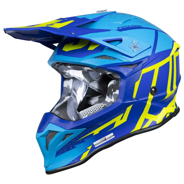 Just 1 J39 Poseidon Fluo Yellow/Blue Helmet image