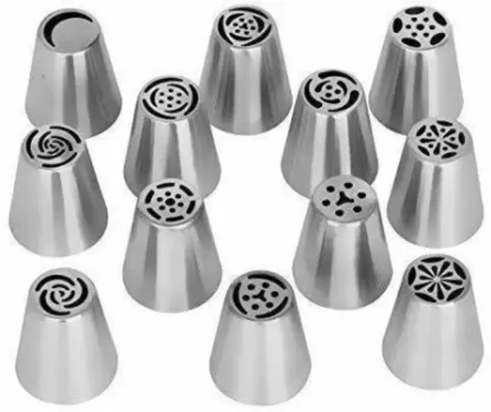Set of 12 Stainless Steel Multi Opening Cake Icing Nozzles