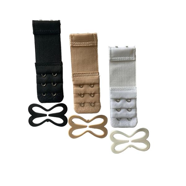 6-Piece Bra Accessory Set - 3 Bra Extenders + 3 Bra Strap Clips
