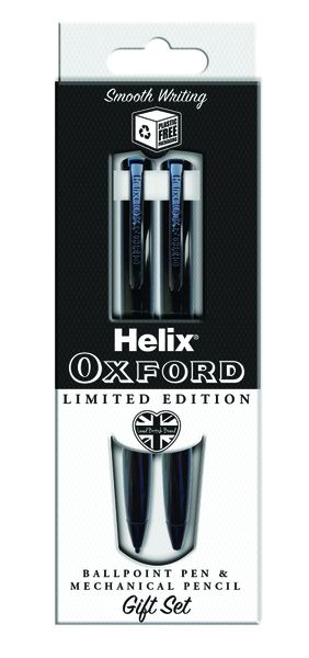 Helix Oxford Ballpoint pen &amp; Mechanical Pencil set- Black