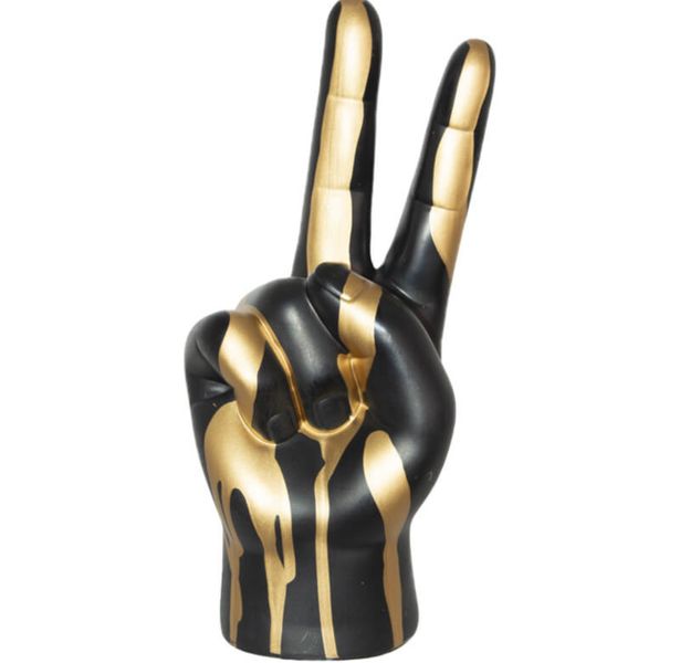 Black, Gold Peace Sign Ornament 23cm