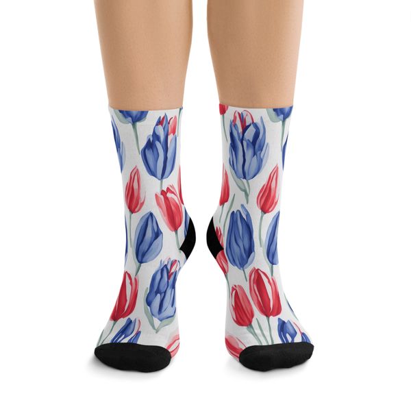 Water Color Tulips Funky Socks