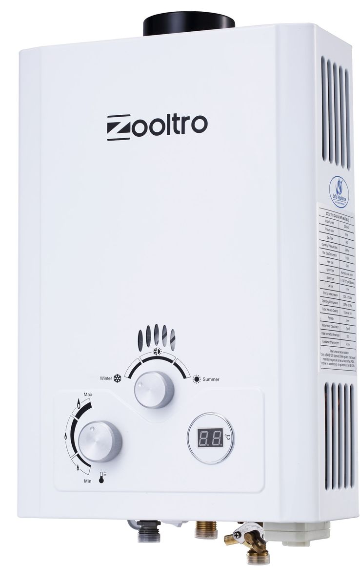 Zooltro Indoor Outdoor Instant LP Gas Water Heater with LCD Display - 16l