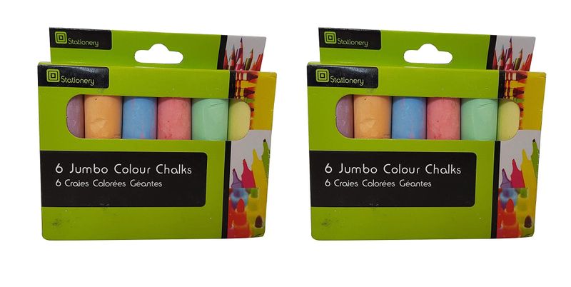 6 Jumbo Colour Chalk - Set of 2