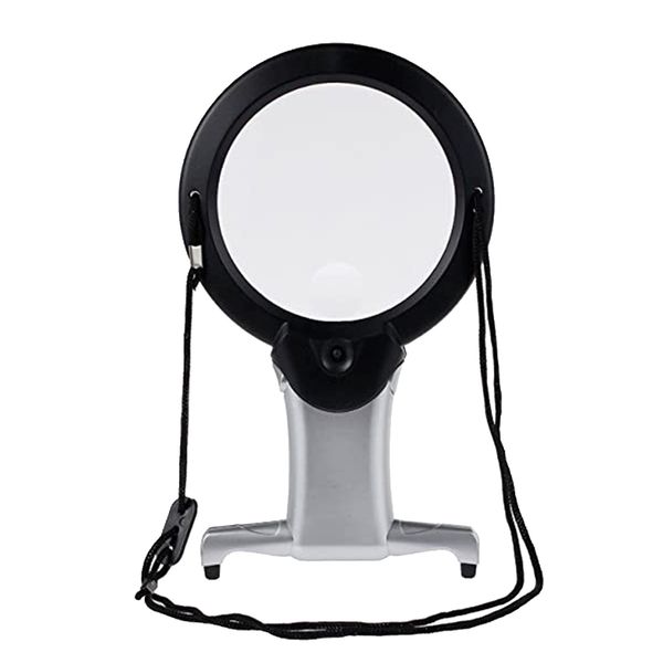 2.5X 6X Hands Free Neck Wear Handheld Magnifying Glass with 2 LED Light
