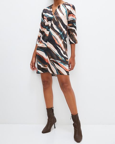 Satin Notch Neck Shift Dress