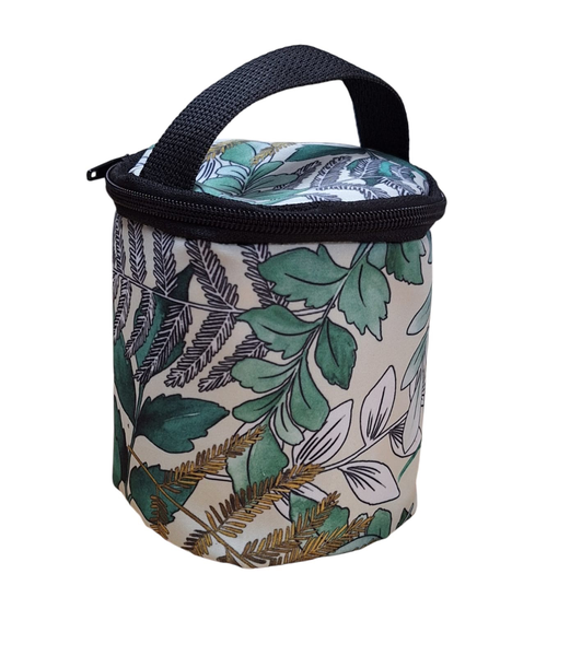Toilet Roll Holder Bag - Assorted Thin Green, Grey &amp; Brown Leaves