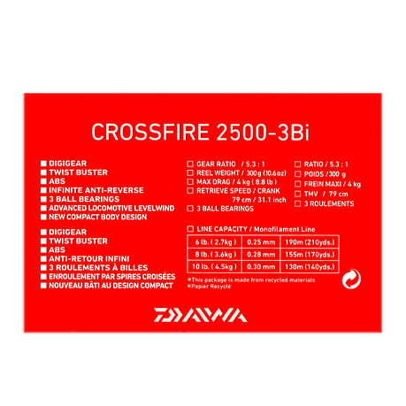 daiwa crossfire 2500 3bi spinning reel