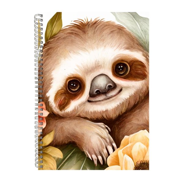 Flowers Baby Sloth Notebook Flower Gift Idea A4 NotePad 113