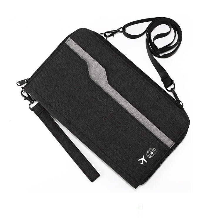 Travel Passport Holder RFID Block Card Wallet Tickets Organizer-Black color