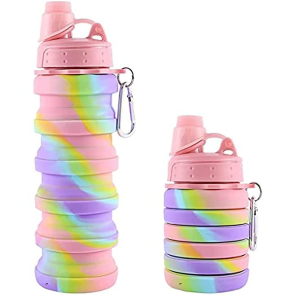 Silicone Folding Collapsible Water Bottle for Kids Portable Leak Proof