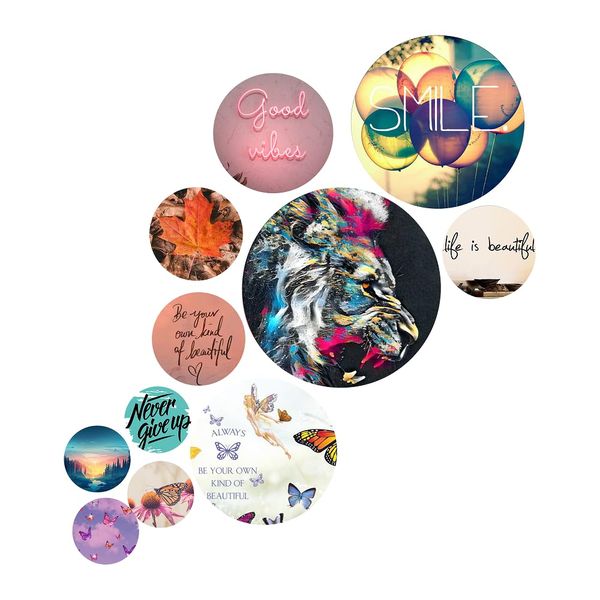 Wooden Nature Wall Hanging Wall Paintings Plates Wall Hangings - Set of 11