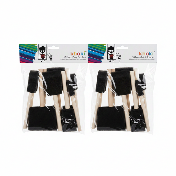 Khoki 10 Piece Sponge-Tip Paint Brushes for Crafts and DIY - 2 Pack