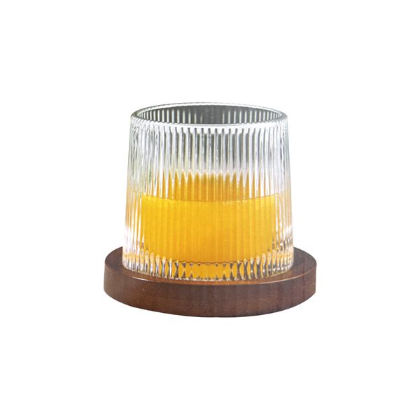 DH - Hot Selling Spinning Crystal Whiskey Glass with wooden based