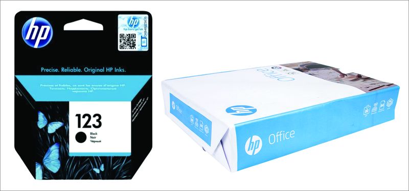 HP 123 Black Ink Cartridge and Paper Bundle