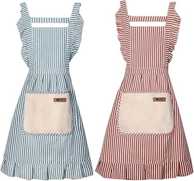 2 Pieces Adjustable Kitchen Apron, Cooking Apron With Pockets - Work Apron