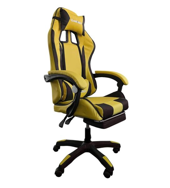 Adjustable Gaming Chair with Headrest and Lumbar Support Yellow