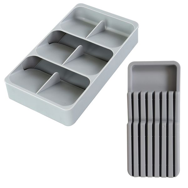 6 Slots Cutlery Drawer Organizer Utensil Tray with Knife Organiser