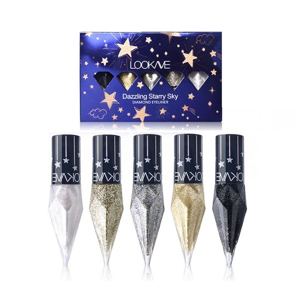 5PCS Glitter Liquid Eyeliner Set,5 Colors Metallic Shimmer Diamond Eyeliner